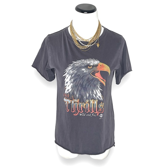 ✨ Thrills Eagle Vintage Print Graphic Tee T-shirt charcoal grey - Picture 1 of 7